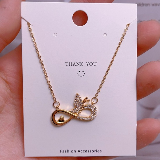 Picture of Wholesale Infinity Symbol Pendant Charm Necklace, 18K Real Gold Plated 304 Stainless Steel & Brass Women's Eco-friendly PVD Vacuum Plating Waterproof Anti-Tarnish Hypoallergenic Valentine's Day Stylish Gift Jewelry For Retailer, 40cm(15.7") + 5cm(2") long, 1 Piece