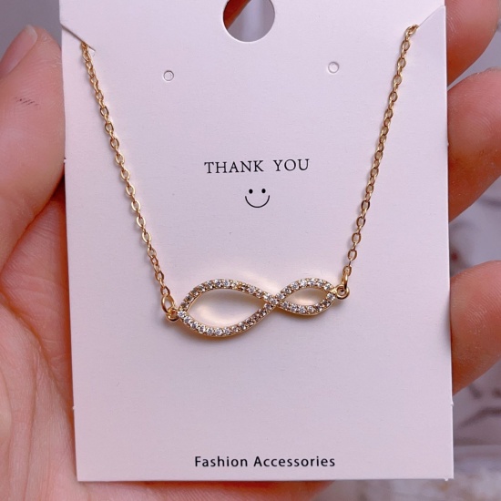 Picture of Wholesale Infinity Symbol Pendant Charm Necklace, 18K Real Gold Plated 304 Stainless Steel & Brass Women's Eco-friendly PVD Vacuum Plating Waterproof Anti-Tarnish Hypoallergenic Valentine's Day Stylish Gift Jewelry For Retailer, 40cm(15.7") + 5cm(2") long, 1 Piece