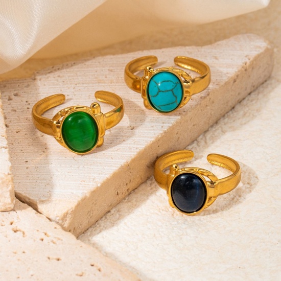 Picture of Wholesale Women's Gift Open Adjustable Rings, 18K Gold Plated 201 Stainless Steel, Eco-friendly Exquisite Stylish Jewelry Supply, 20mm(US Size 10.25)