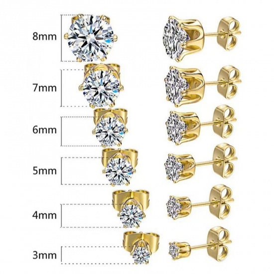 Picture of Wholesale Exquisite Minimalist Ear Post Stud Earrings, Multicolor 304 Stainless Steel & Cubic Zirconia, Unisex Eco-friendly Gift Jewelry Supply