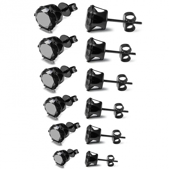Picture of Wholesale Exquisite Minimalist Ear Post Stud Earrings, Multicolor 304 Stainless Steel & Cubic Zirconia, Unisex Eco-friendly Gift Jewelry Supply