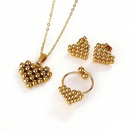 Picture of Wholesale Heart Jewelry Set, 18K Gold Plated 201 Stainless Steel Women's Eco-friendly Valentine's Day Retro Gift Jewelry For Retailer, 1 Set