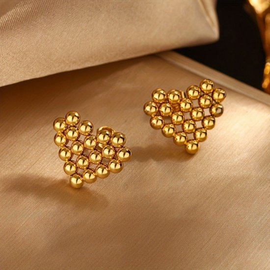 Picture of Wholesale Heart Jewelry Set, 18K Gold Plated 201 Stainless Steel Women's Eco-friendly Valentine's Day Retro Gift Jewelry For Retailer, 1 Set