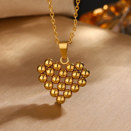 Picture of Wholesale Heart Jewelry Set, 18K Gold Plated 201 Stainless Steel Women's Eco-friendly Valentine's Day Retro Gift Jewelry For Retailer, 1 Set
