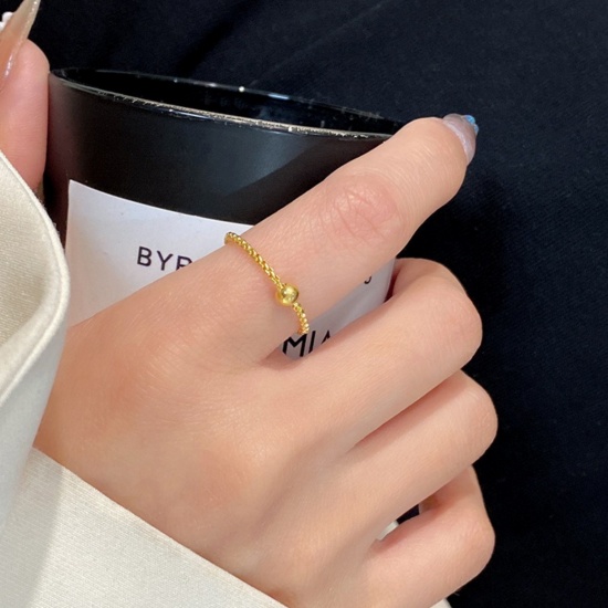 Picture of Wholesale Women's Gift Ball Unadjustable Rings, 18K Gold Plated 304 Stainless Steel, Eco-friendly Exquisite Dainty Jewelry Supply