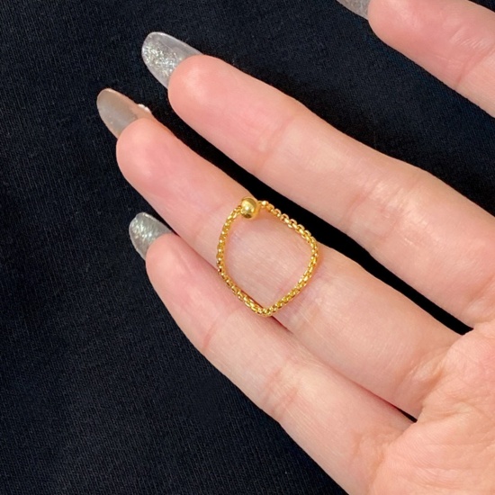 Picture of Wholesale Women's Gift Ball Unadjustable Rings, 18K Gold Plated 304 Stainless Steel, Eco-friendly Exquisite Dainty Jewelry Supply