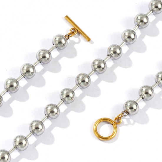 Picture of Wholesale Two Tone Ball Chain Necklace & Bracelet, Silver Tone 304 Stainless Steel, Unisex Eco-friendly PVD Vacuum Plating Minimalist Gift Jewelry For Retailer