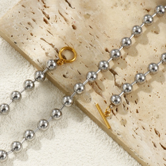 Picture of Wholesale Two Tone Ball Chain Necklace & Bracelet, Silver Tone 304 Stainless Steel, Unisex Eco-friendly PVD Vacuum Plating Minimalist Gift Jewelry For Retailer