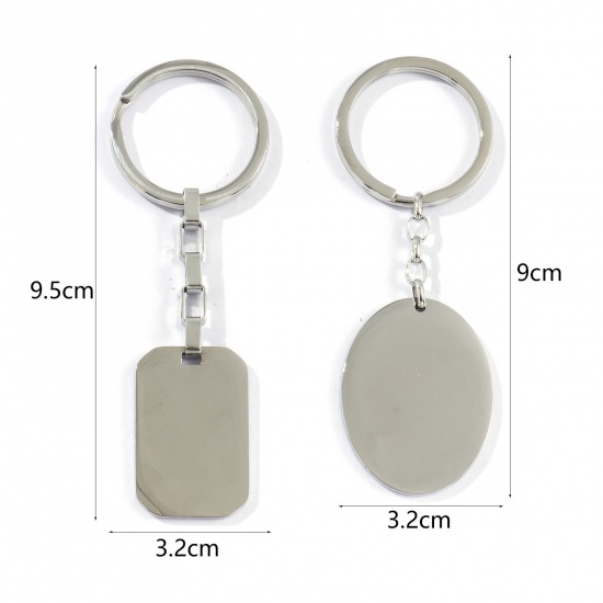 Picture of Eco-friendly 304 Stainless Steel Blank Stamping Tags Keychain & Keyring Silver Tone Mirror Polishing