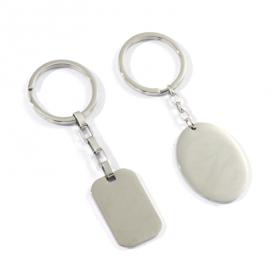 Picture of Eco-friendly 304 Stainless Steel Blank Stamping Tags Keychain & Keyring Silver Tone Mirror Polishing