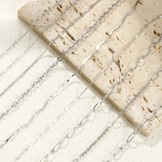 Immagine di 10 M Ecologico 304 Acciaio Inossidabile Catena Per Risultati di Creazione di Gioielli Fai-da-te Fatti a Mano Tono Argento