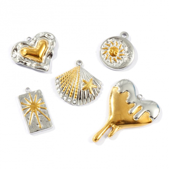 Picture of Eco-friendly PVD Vacuum Plating Waterproof Anti-Tarnish Hypoallergenic 304 Stainless Steel Charms 18K Real Gold Plated & Silver Tone Two Tone
