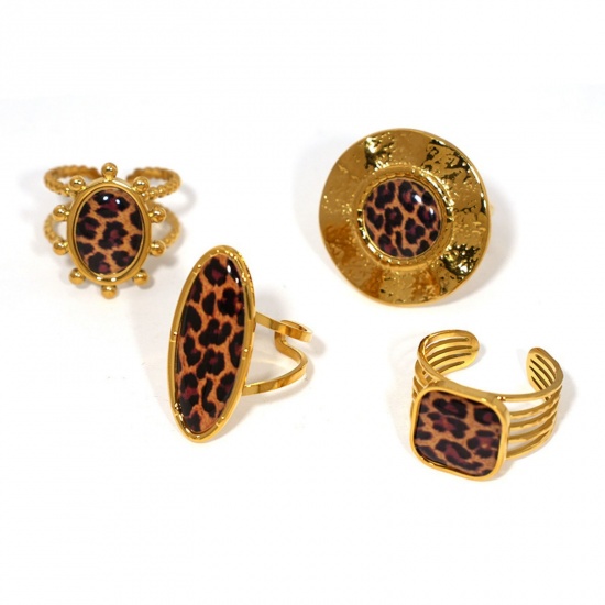 Bild von Großhandel Frauen Geschenk Leopard Offen Verstellbar Ring, 18K Vergoldet 304 Edelstahl, Umweltfreundliche PVD-Vakuumbeschichtung Exquisit Stilvoll Schmuckbedarf, 1 Stück