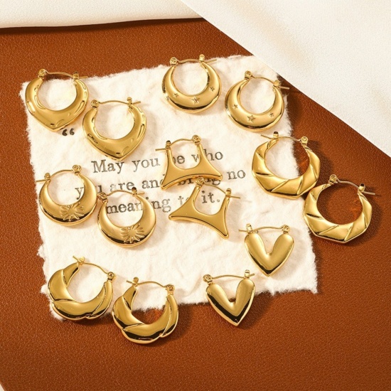 Picture of Wholesale Exquisite Stylish Hoop Earrings, 18K Gold Plated 304 Stainless Steel, Women's Eco-friendly Gift Jewelry Supply