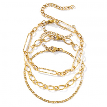 Picture of Wholesale Link Chain Bracelets, 18K Real Gold Plated 304 Stainless Steel, Unisex Eco-friendly PVD Vacuum Plating Waterproof Anti-Tarnish Hypoallergenic Stylish Minimalist Gift Jewelry Supply
