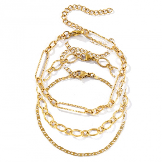 Picture of Wholesale Link Chain Bracelets, 18K Real Gold Plated 304 Stainless Steel, Unisex Eco-friendly PVD Vacuum Plating Waterproof Anti-Tarnish Hypoallergenic Stylish Minimalist Gift Jewelry Supply