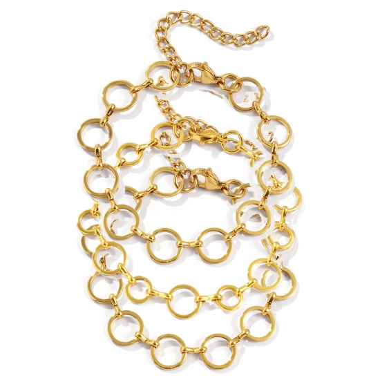Immagine di All'Ingrosso Catena a Maglia Fatta a Mano Braccialetti, Placcato Oro 18K 304 Acciaio Inossidabile, Unisex Ecologico Elegante Minimalista Regalo Fornitura di Gioielli 1 Pz