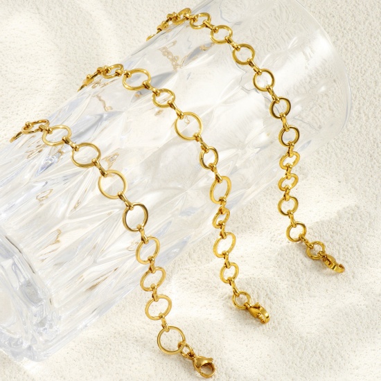Immagine di All'Ingrosso Catena a Maglia Fatta a Mano Braccialetti, Placcato Oro 18K 304 Acciaio Inossidabile, Unisex Ecologico Elegante Minimalista Regalo Fornitura di Gioielli 1 Pz