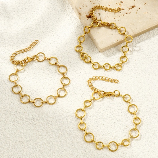 Immagine di All'Ingrosso Catena a Maglia Fatta a Mano Braccialetti, Placcato Oro 18K 304 Acciaio Inossidabile, Unisex Ecologico Elegante Minimalista Regalo Fornitura di Gioielli 1 Pz