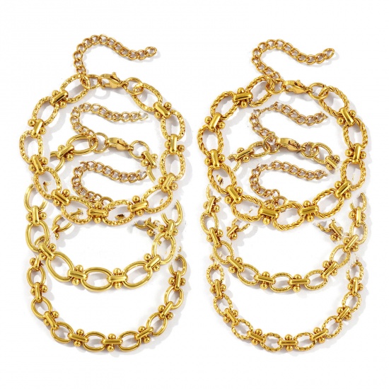 Immagine di All'Ingrosso Catena a Maglia Fatta a Mano Braccialetti, Placcato Oro 18K 304 Acciaio Inossidabile, Unisex Ecologico Elegante Minimalista Regalo Fornitura di Gioielli 1 Pz
