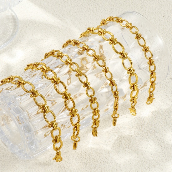 Immagine di All'Ingrosso Catena a Maglia Fatta a Mano Braccialetti, Placcato Oro 18K 304 Acciaio Inossidabile, Unisex Ecologico Elegante Minimalista Regalo Fornitura di Gioielli 1 Pz