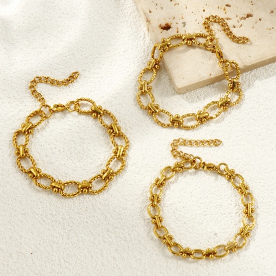 Immagine di All'Ingrosso Catena a Maglia Fatta a Mano Braccialetti, Placcato Oro 18K 304 Acciaio Inossidabile, Unisex Ecologico Elegante Minimalista Regalo Fornitura di Gioielli 1 Pz