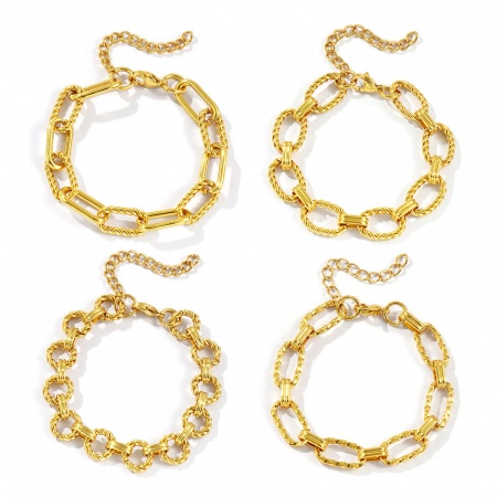 Picture of Wholesale Handmade Link Chain Bracelets, 18K Gold Plated 304 Stainless Steel, Unisex Eco-friendly Stylish Minimalist Gift Jewelry Supply 17cm(6.7") long