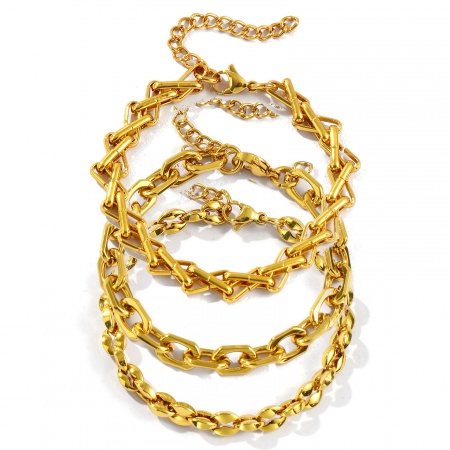Picture of Wholesale Link Cable Chain Bracelets, 18K Gold Plated 304 Stainless Steel, Unisex Eco-friendly Stylish Minimalist Gift Jewelry Supply 17cm(6.7") long