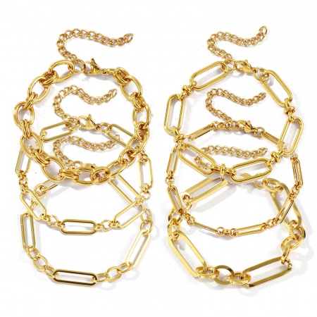 Picture of Wholesale Handmade Link Chain Bracelets, 18K Gold Plated 304 Stainless Steel, Unisex Eco-friendly Stylish Minimalist Gift Jewelry Supply 17cm(6.7") long