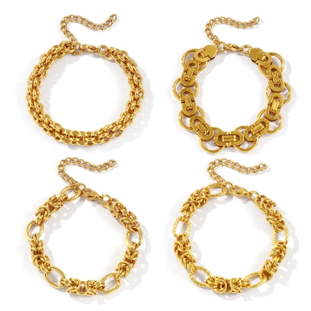 Picture of Wholesale Handmade Link Chain Bracelets, 18K Gold Plated 304 Stainless Steel, Unisex Eco-friendly Stylish Minimalist Gift Jewelry Supply 17cm(6.7") long