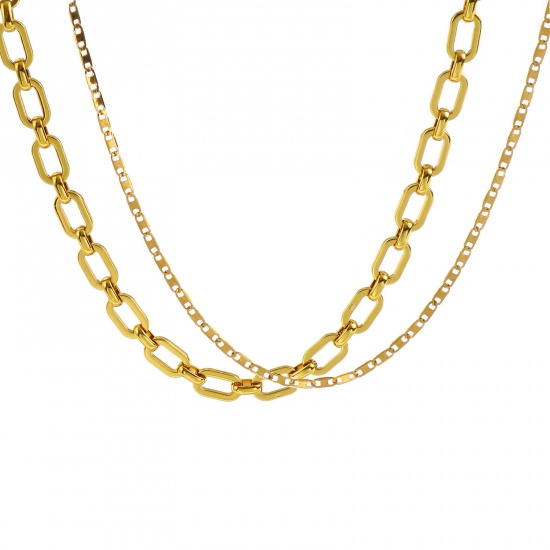 Picture of Wholesale Link Chain Necklace, 18K Gold Plated 304 Stainless Steel, Unisex Eco-friendly Minimalist Gift Jewelry For Retailer