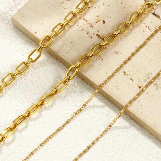 Picture of Wholesale Link Chain Necklace, 18K Gold Plated 304 Stainless Steel, Unisex Eco-friendly Minimalist Gift Jewelry For Retailer