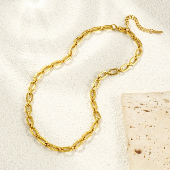 Picture of Wholesale Link Chain Necklace, 18K Gold Plated 304 Stainless Steel, Unisex Eco-friendly Minimalist Gift Jewelry For Retailer