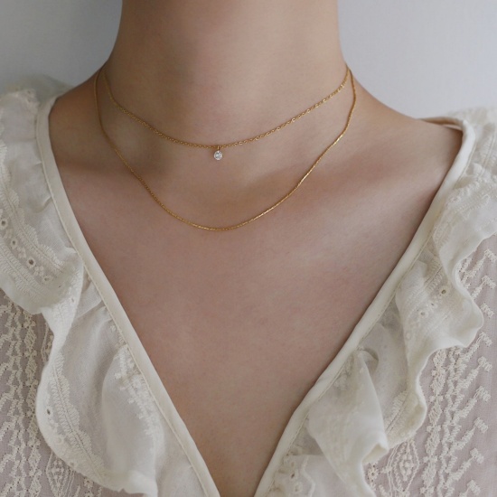 Picture of Wholesale Multilayer Pendant Charm Necklace, Multicolor 304 Stainless Steel Women's Eco-friendly Exquisite Stylish Gift Jewelry For Retailer, 40cm(15.7") + 5cm(2") long, 1 Piece