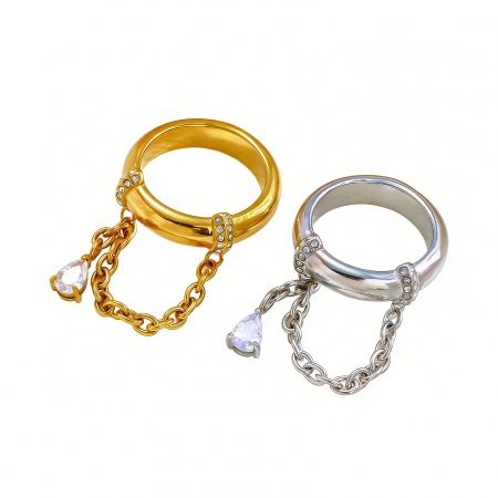 Immagine di Donne Regalo Non Regolabile Anello All'Ingrosso, Multicolore 304 Acciaio Inossidabile & Zircone Cubico, Ecologico Squisito Elegante Fornitura di Gioielli, 1 Pz