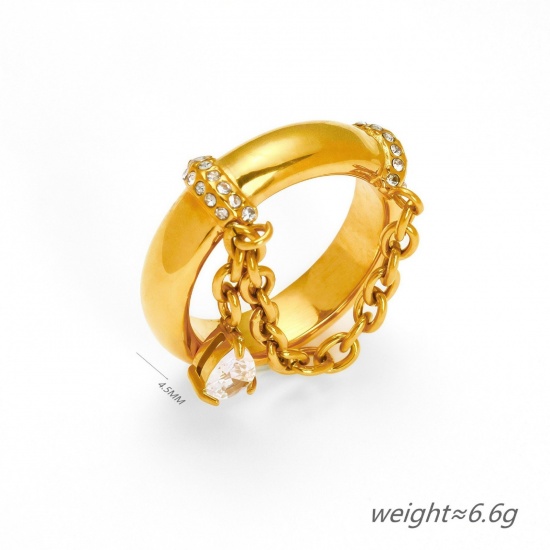 Picture of Wholesale Women's Gift Unadjustable Rings, Multicolor 304 Stainless Steel & Cubic Zirconia, Eco-friendly Exquisite Stylish Jewelry Supply
