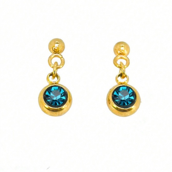 Picture of Wholesale Birthstone Stylish Ear Post Stud Earrings, 18K Gold Plated 304 Stainless Steel, Women's Eco-friendly PVD Vacuum Plating Gift Jewelry Supply
