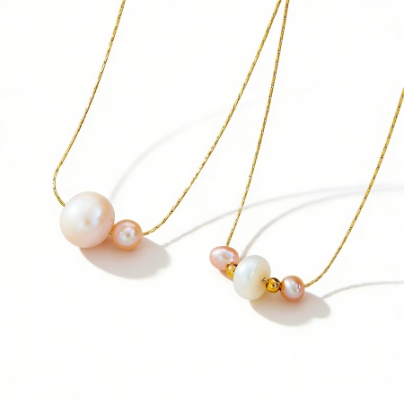 Picture of Wholesale Pendant Charm Necklace, 18K Gold Plated 304 Stainless Steel & Natural Pearl Women's Eco-friendly PVD Vacuum Plating Exquisite Stylish Gift Jewelry For Retailer, 1 Piece