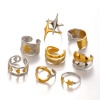 Bild von Großhandel Frauen Geschenk Mixefarbe Offen Verstellbar Ring, Silberfarben & 18K Vergoldet 304 Edelstahl, Umweltfreundlich Exquisit Retro Schmuckbedarf, 1 Stück