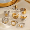 Bild von Großhandel Frauen Geschenk Mixefarbe Offen Verstellbar Ring, Silberfarben & 18K Vergoldet 304 Edelstahl, Umweltfreundlich Exquisit Retro Schmuckbedarf, 1 Stück