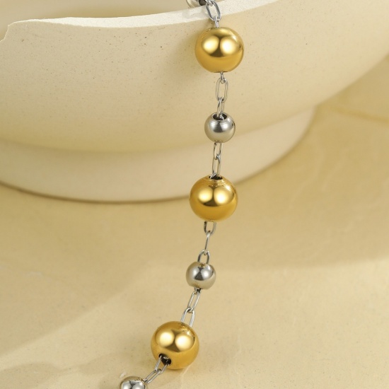 Picture of Wholesale 304 Stainless Steel Link Chain Bracelets, Silver Tone & 18K Gold Plated Eco-friendly PVD Vacuum Plating, Women's Exquisite Simple & Casual Gift Jewelry Supply