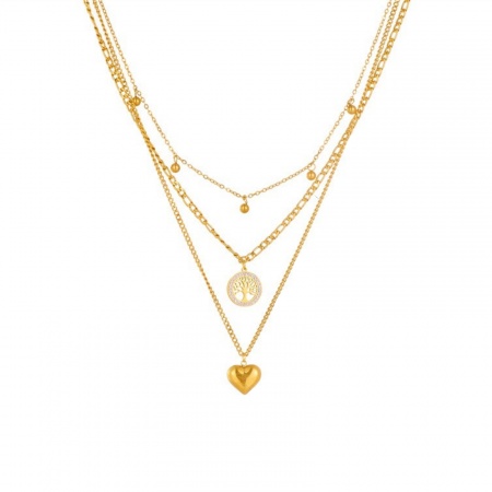 Picture of Wholesale Multilayer Pendant Charm Necklace, 18K Gold Plated 304 Stainless Steel Women's Eco-friendly PVD Vacuum Plating Exquisite Stylish Gift Jewelry For Retailer, 1 Piece