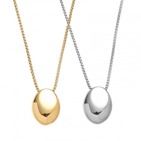 Picture of Wholesale Oval Pendant Charm Necklace, Multicolor 304 Stainless Steel Women's Eco-friendly Exquisite Stylish Gift Jewelry For Retailer, 65cm(25.6") + 5cm(2") long, 1 Piece