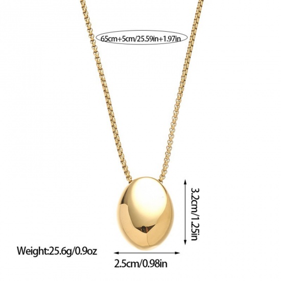 Picture of Wholesale Oval Pendant Charm Necklace, Multicolor 304 Stainless Steel Women's Eco-friendly Exquisite Stylish Gift Jewelry For Retailer, 65cm(25.6") + 5cm(2") long, 1 Piece