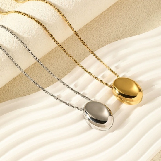 Picture of Wholesale Oval Pendant Charm Necklace, Multicolor 304 Stainless Steel Women's Eco-friendly Exquisite Stylish Gift Jewelry For Retailer, 65cm(25.6") + 5cm(2") long, 1 Piece