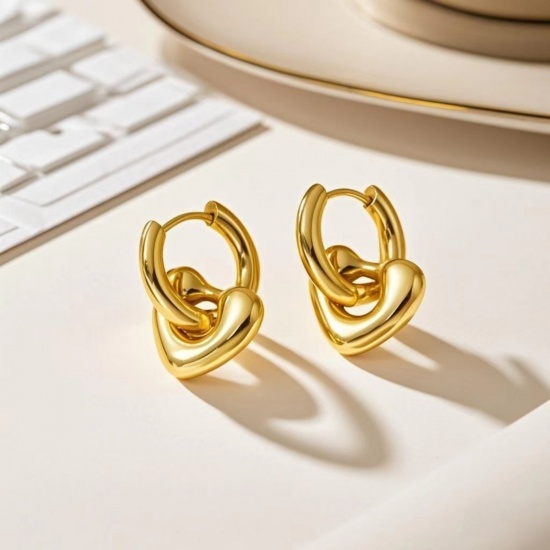Picture of Wholesale Stylish Dainty Huggie Hoop Earrings, 304 Stainless Steel, Women's Eco-friendly Gift Jewelry Supply 10mm Dia.