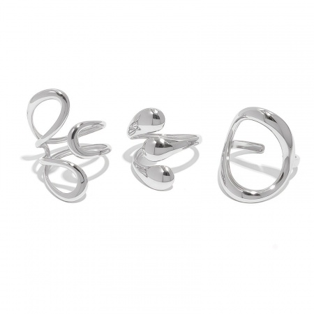Picture of Wholesale Women's Gift Open Rings, Silver Tone 304 Stainless Steel, Eco-friendly Stylish Dainty Jewelry Supply