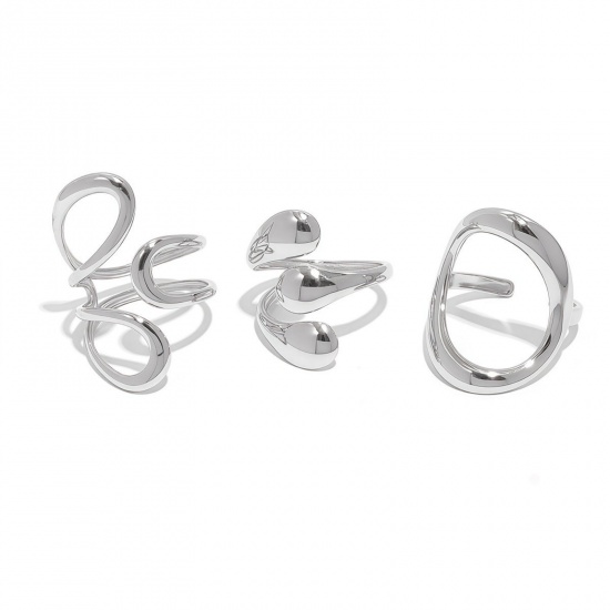 Picture of Wholesale Women's Gift Open Rings, Silver Tone 304 Stainless Steel, Eco-friendly Stylish Dainty Jewelry Supply