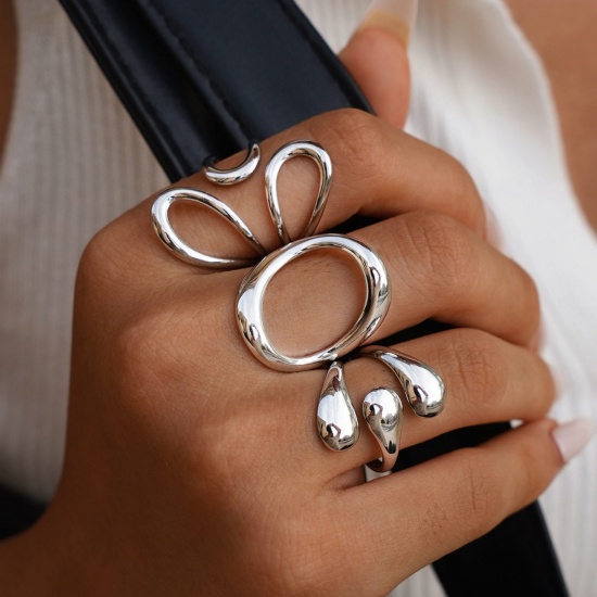 Picture of Wholesale Women's Gift Open Rings, Silver Tone 304 Stainless Steel, Eco-friendly Stylish Dainty Jewelry Supply