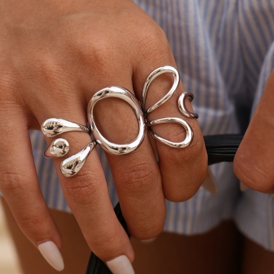 Picture of Wholesale Women's Gift Open Rings, Silver Tone 304 Stainless Steel, Eco-friendly Stylish Dainty Jewelry Supply